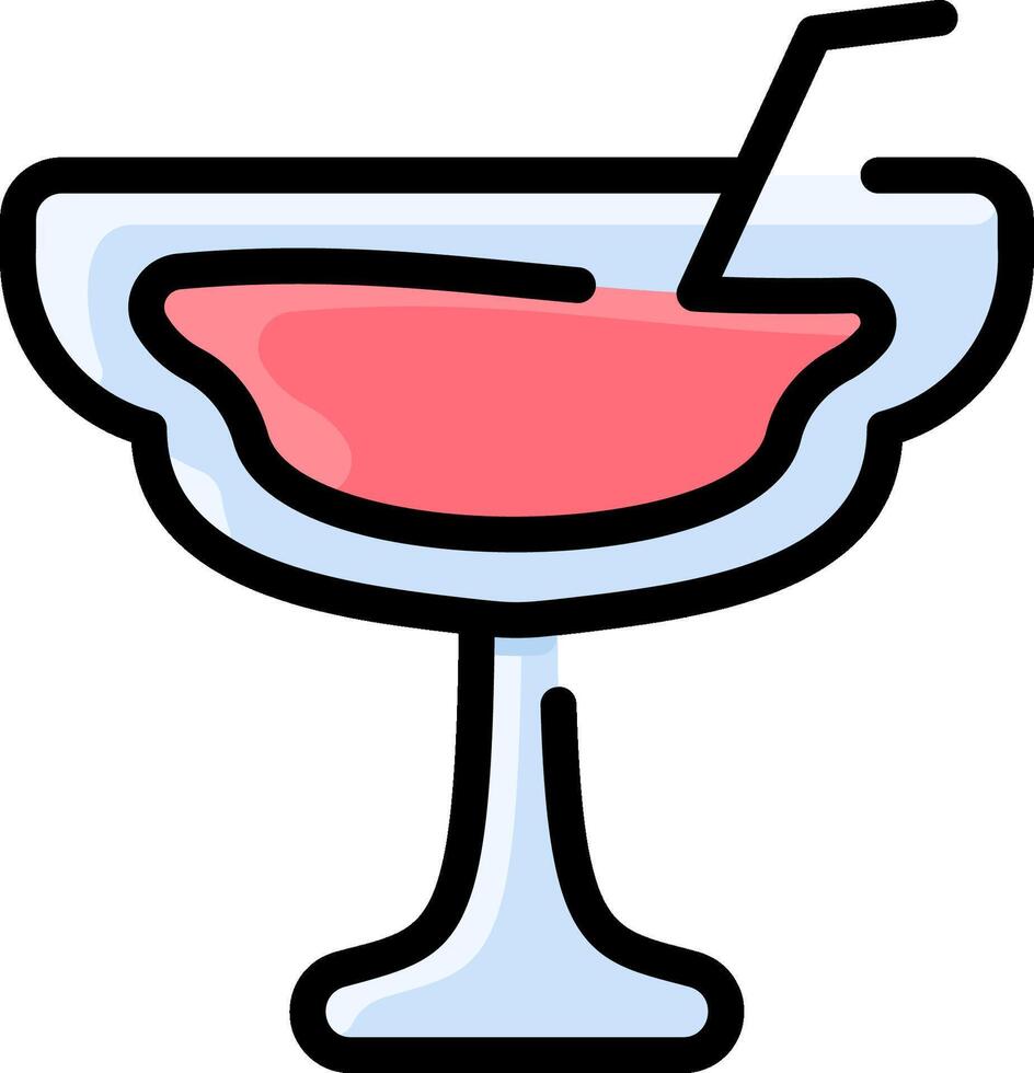 A margarita glass with a straw in it vector