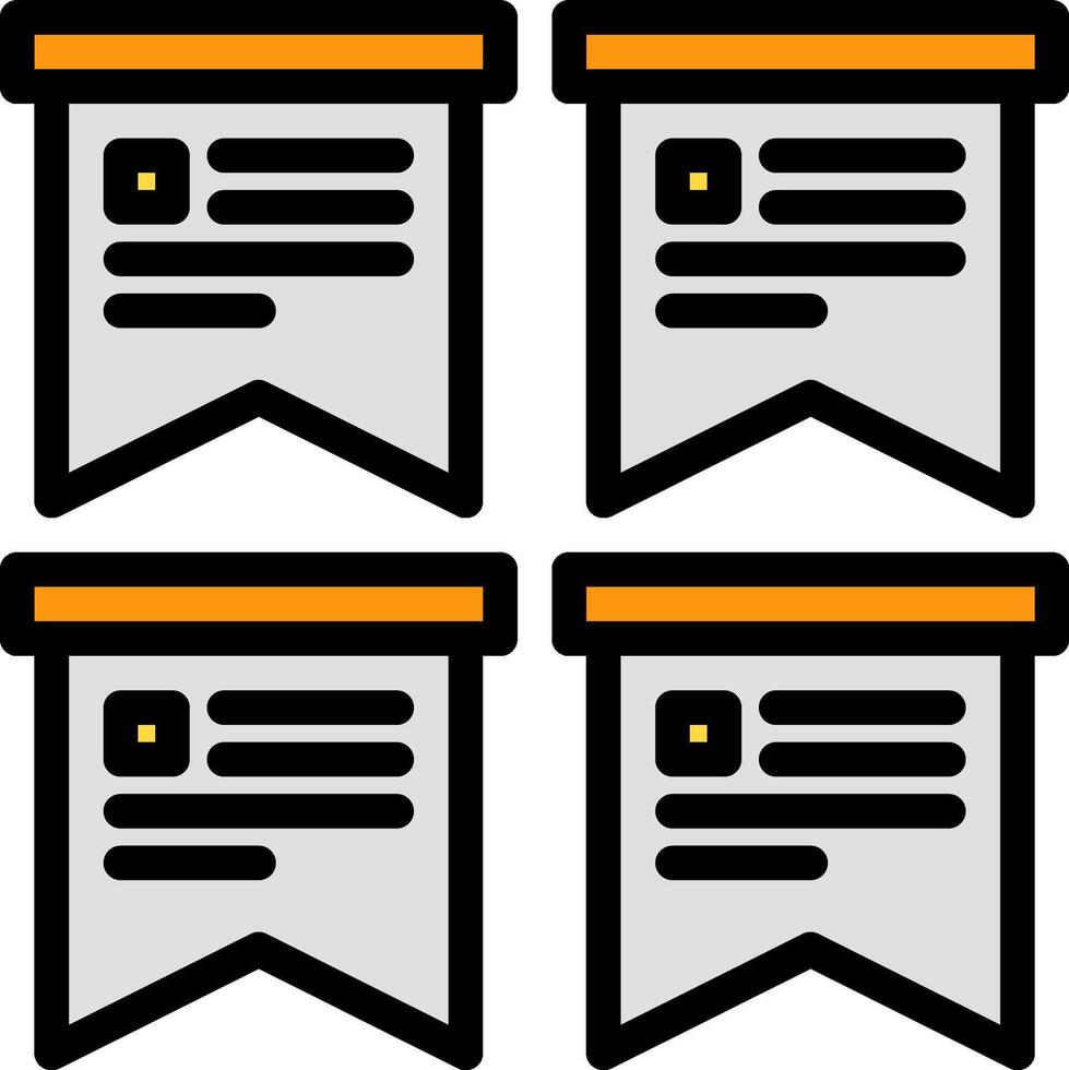 Four banners with a yellow border and orange text vector