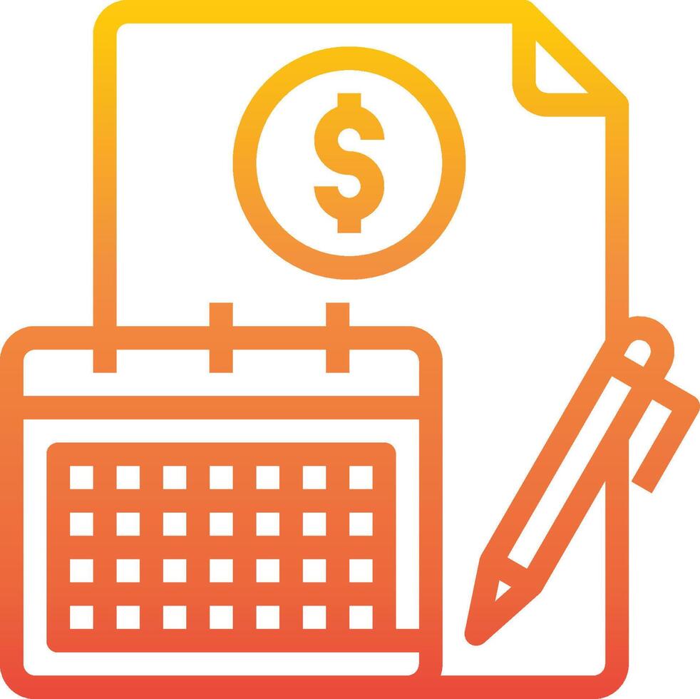 A calendar with a pen and dollar sign vector
