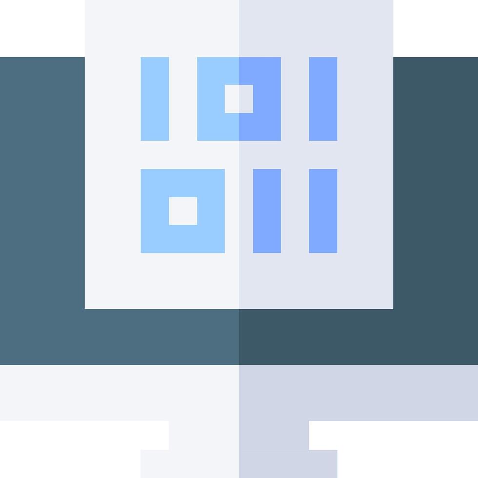 A computer monitor with a qr code on it vector