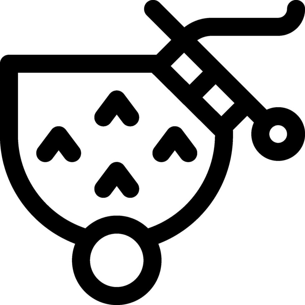 A black and white icon of a baby stroller vector