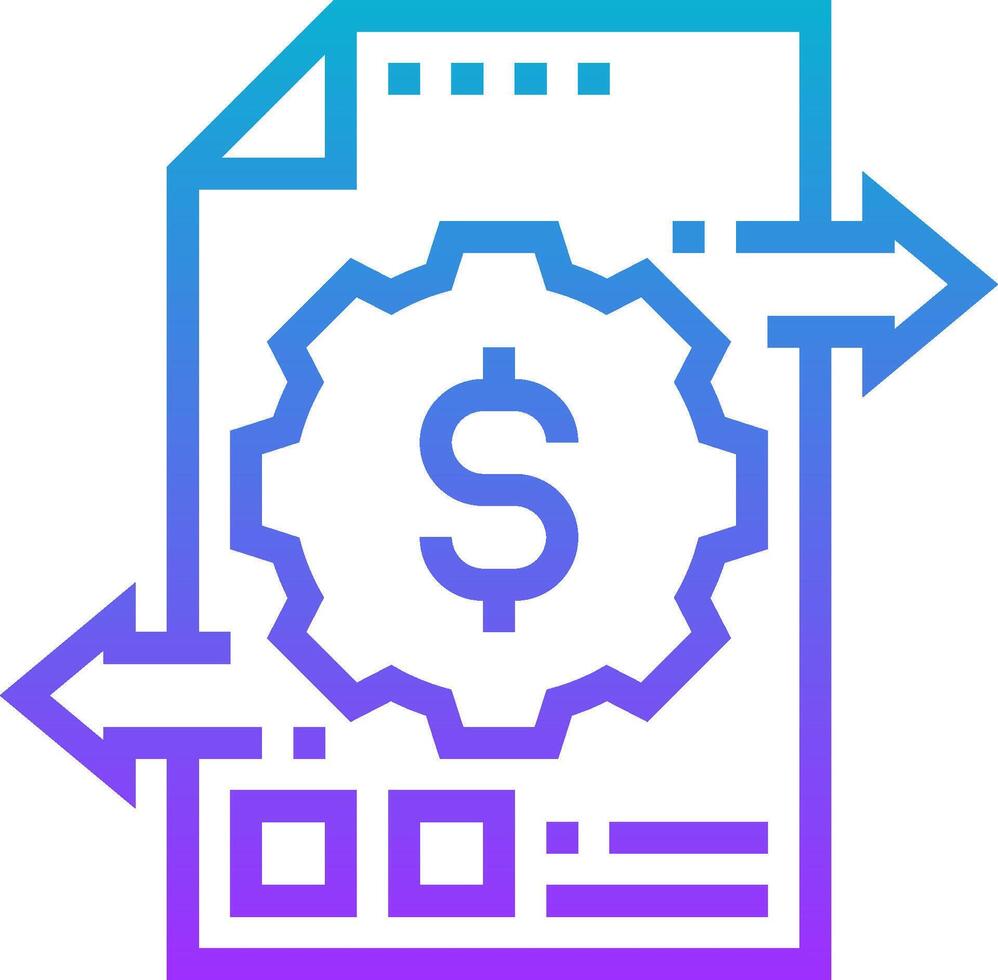 A dollar sign icon with a gear and a paper document vector