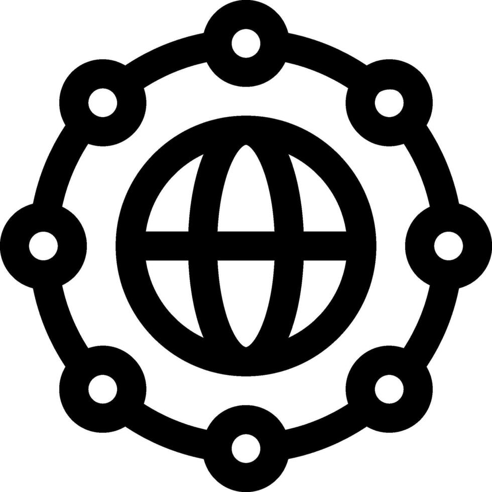 A black and white logo with a globe and a circle vector