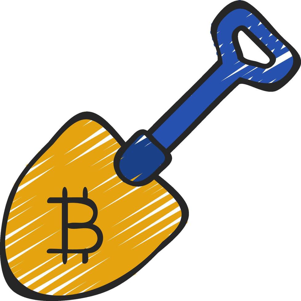 Bitcoin shovel icon illustration vector