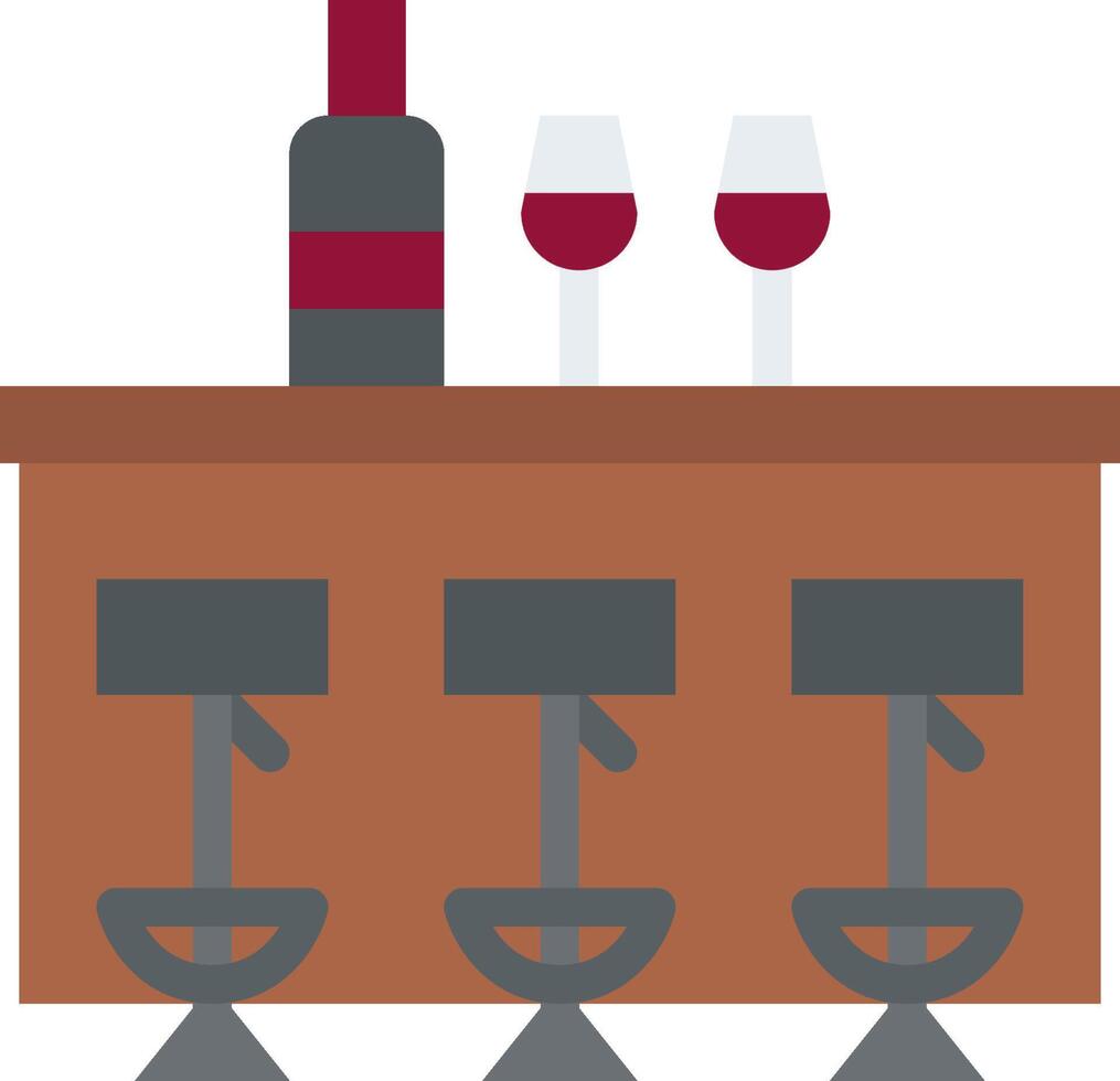 Bar with wine glasses and stools vector
