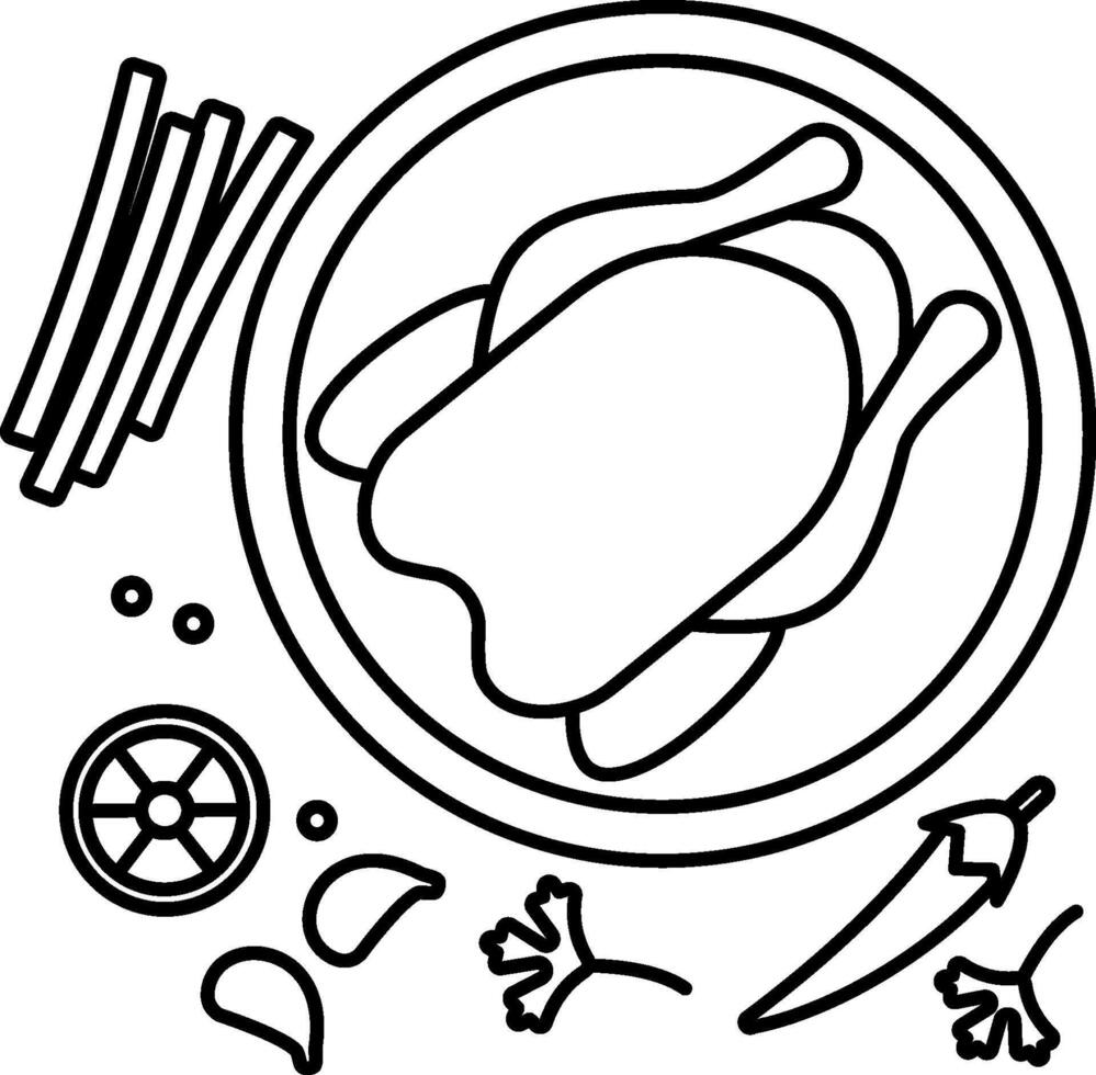 A plate with food and a knife and fork vector