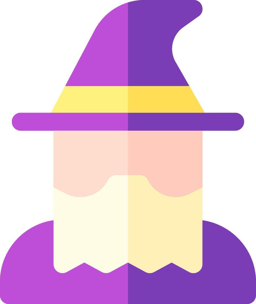 A purple wizard with a hat and a yellow hat vector