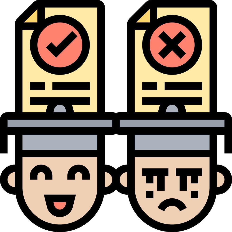 Two people with hats on their heads with a check mark vector