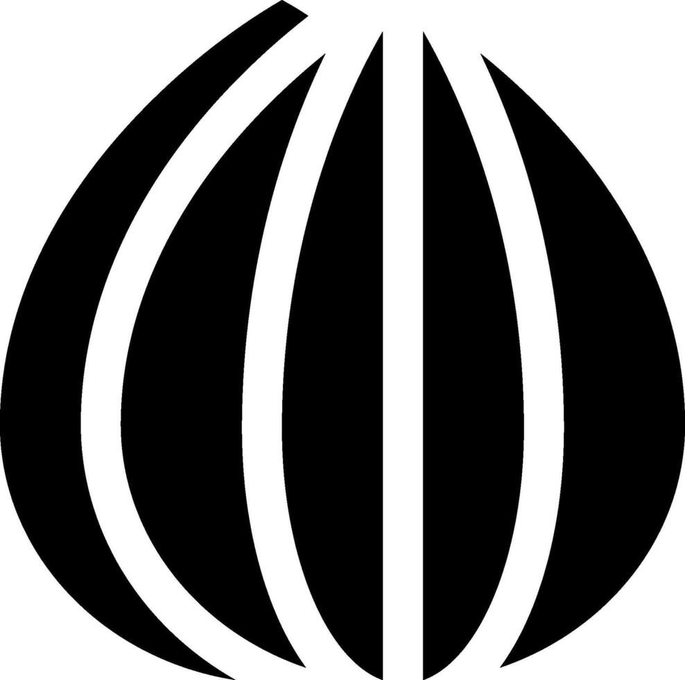 An onion logo with a black and white outline vector
