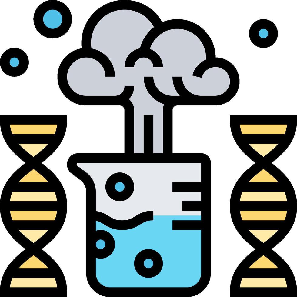 An icon of a lab beaker with two dna strands vector
