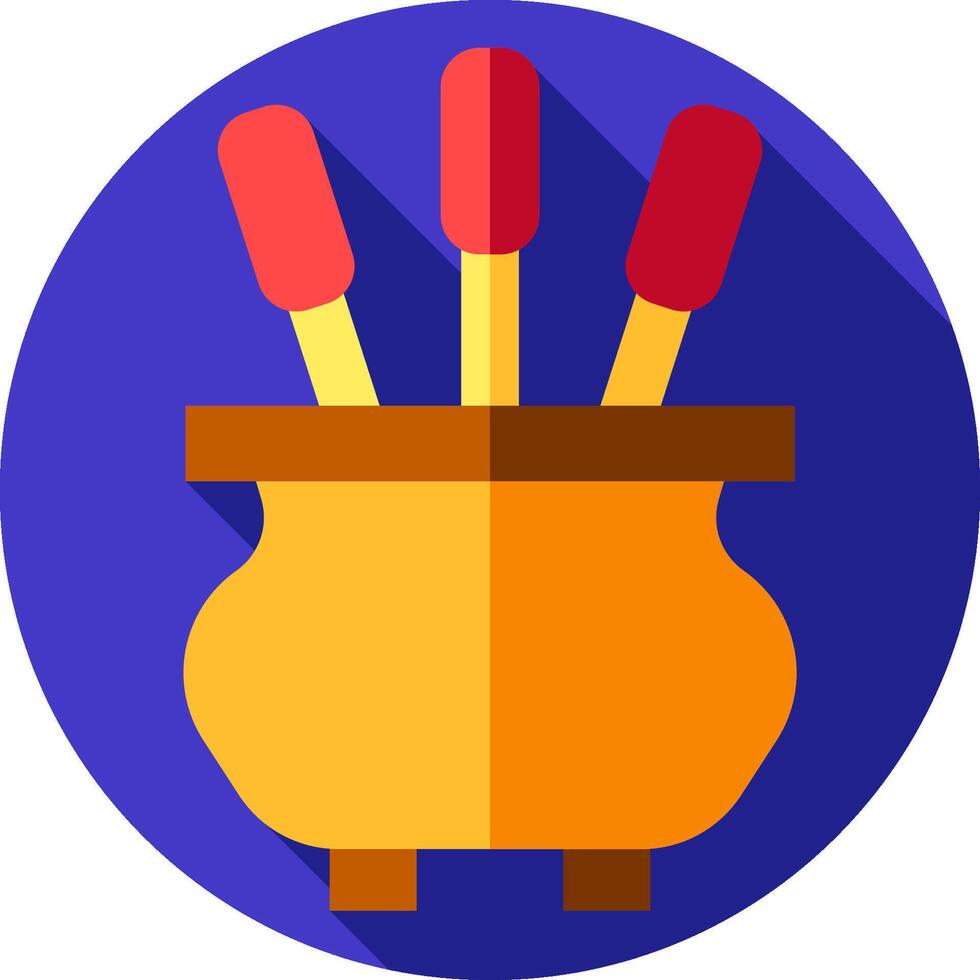 A flat icon of a pot with three sticks vector