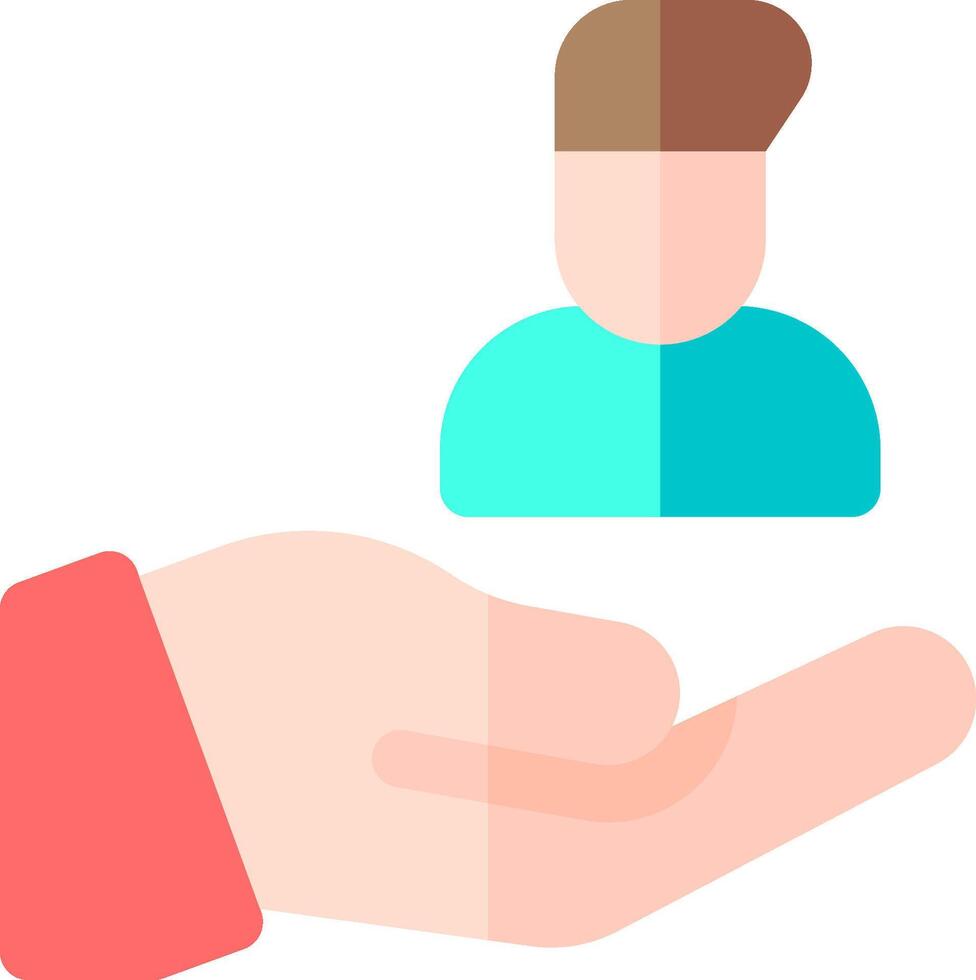 A hand holding a person icon with a person in the middle vector