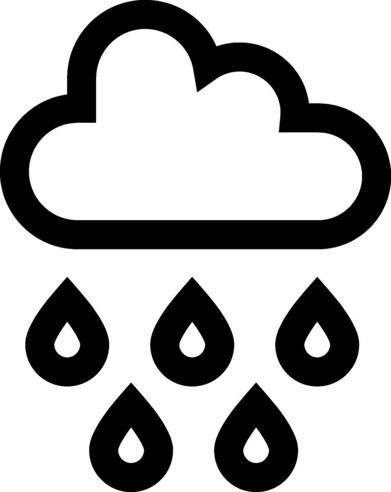 A black and white cloud with rain drops vector