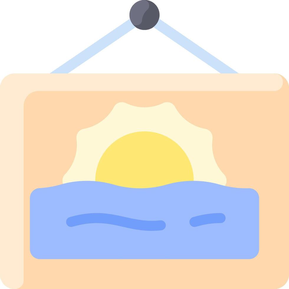 A sun and water in a frame with a rope hanging from it vector