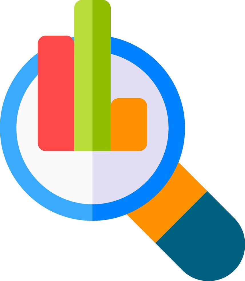 A magnifying glass with a bar graph on it vector