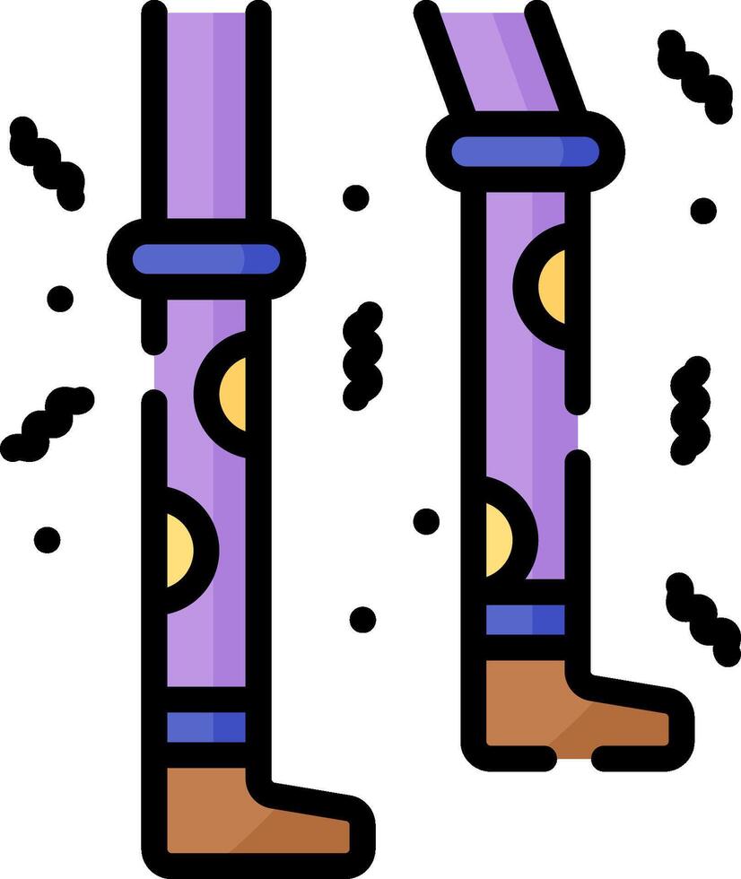 A pair of purple boots with a yellow dot on the bottom vector