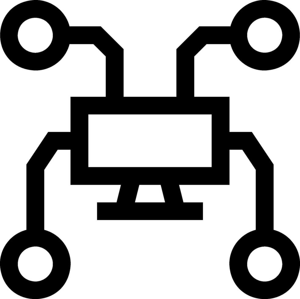 A black and white icon of a computer vector