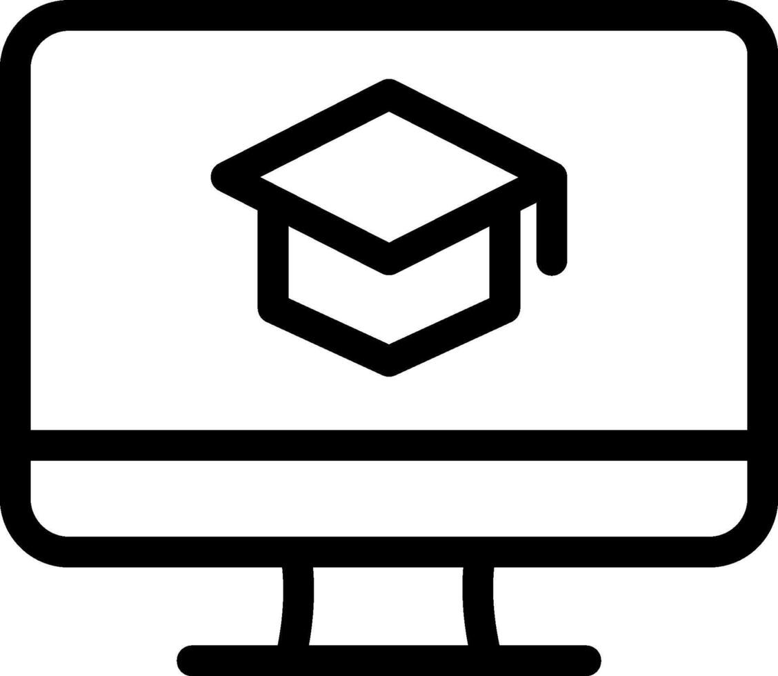 A computer monitor with a graduation cap on it vector