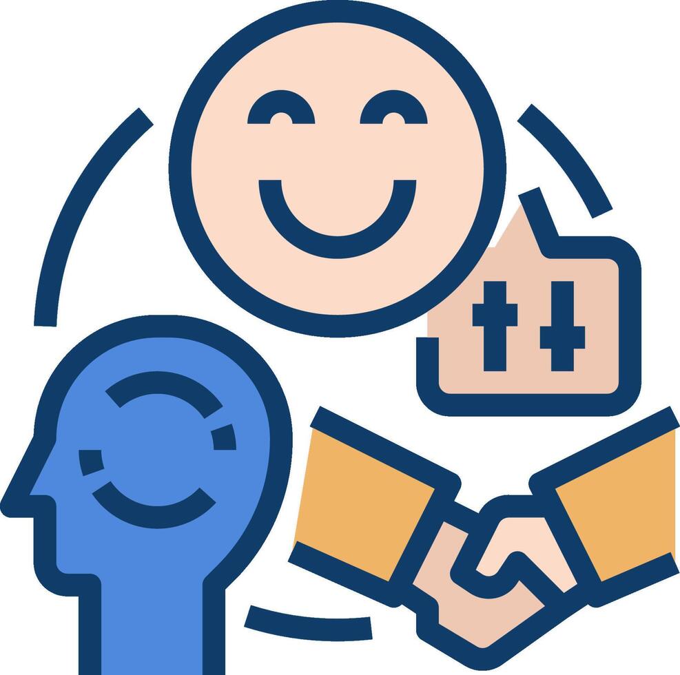 A smiling face with a handshake and a hand holding a heart vector