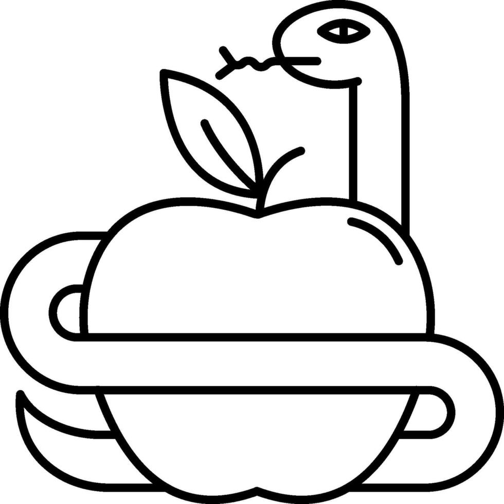 Snake eating apple coloring page vector