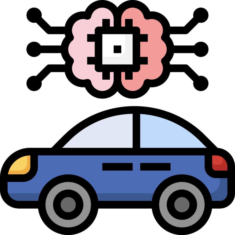 A car with a brain on top of it and a computer vector
