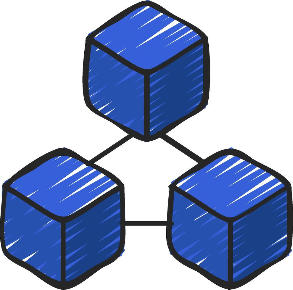 A blue cube with three cubes on it vector