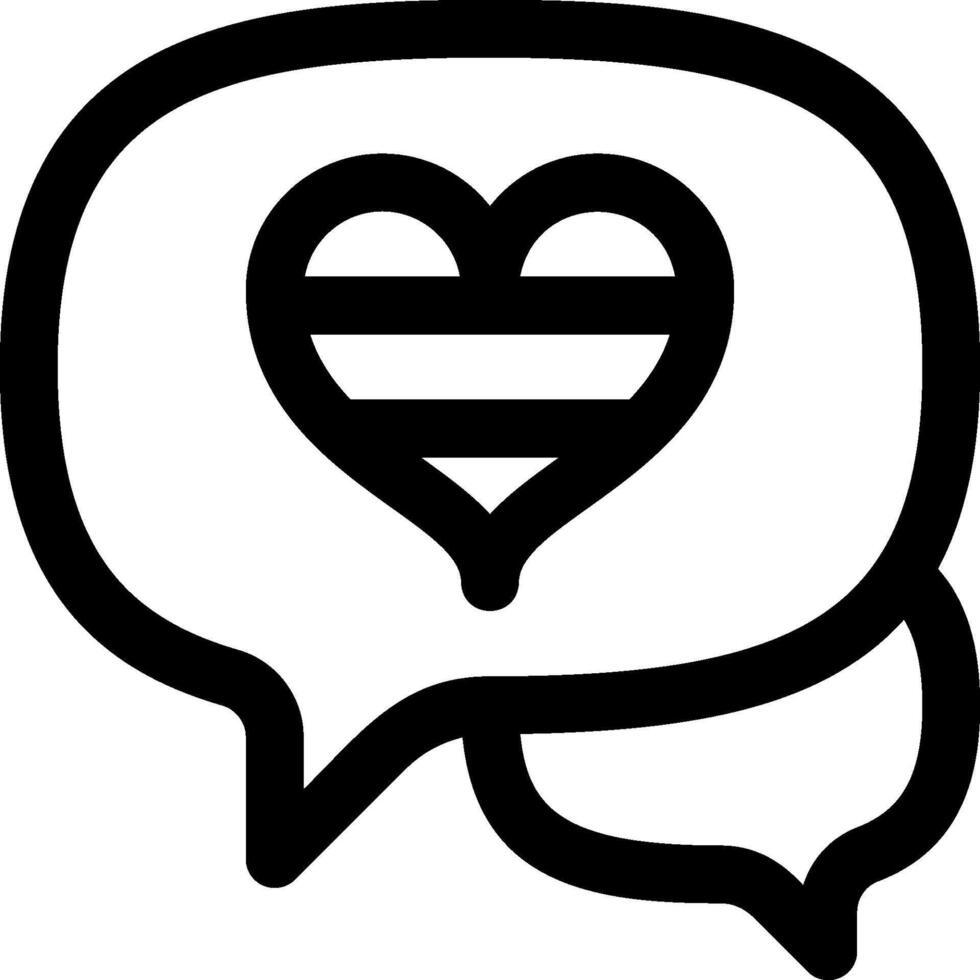 A black and white speech bubble with a heart in it vector