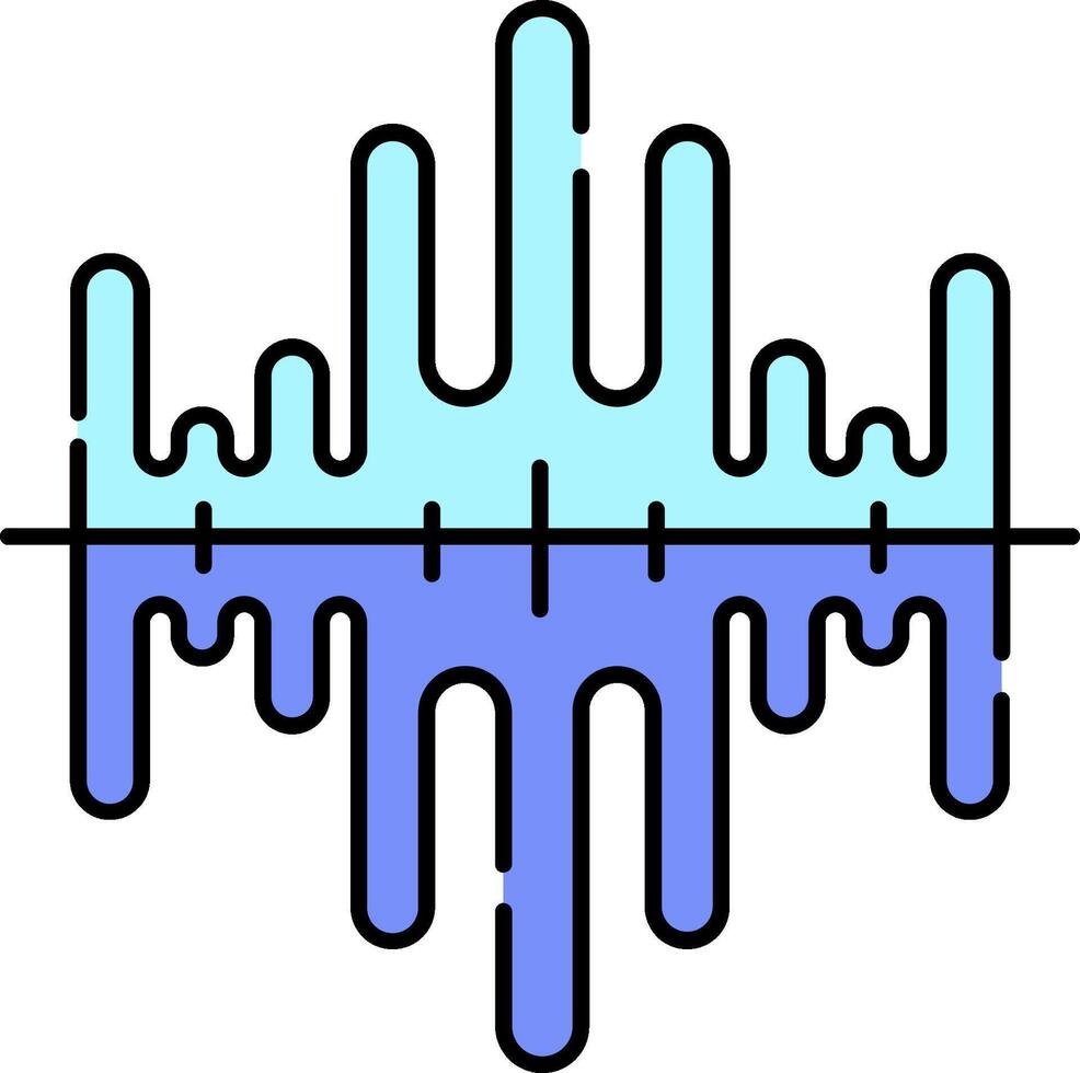 An audio wave icon with a blue background vector