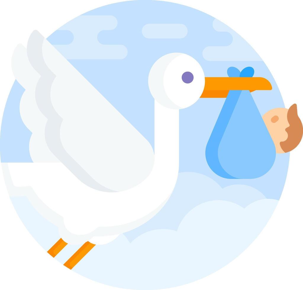 A white stork carrying a baby in its beak vector
