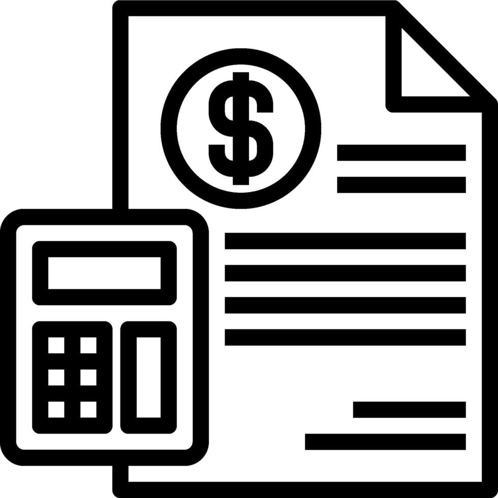 A document with a calculator and a dollar sign vector