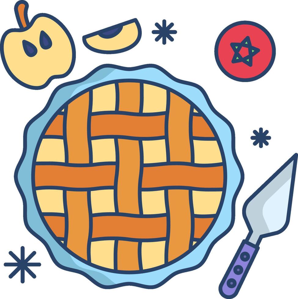 Apple pie with knife and knife vector