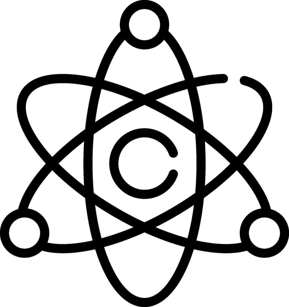 A black and white image of an atom symbol vector