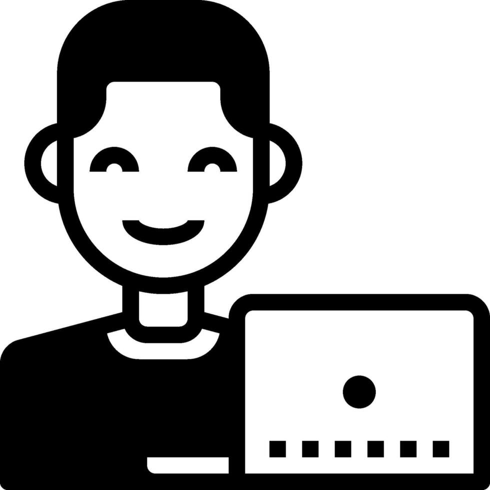 A man with a laptop and smile icon vector