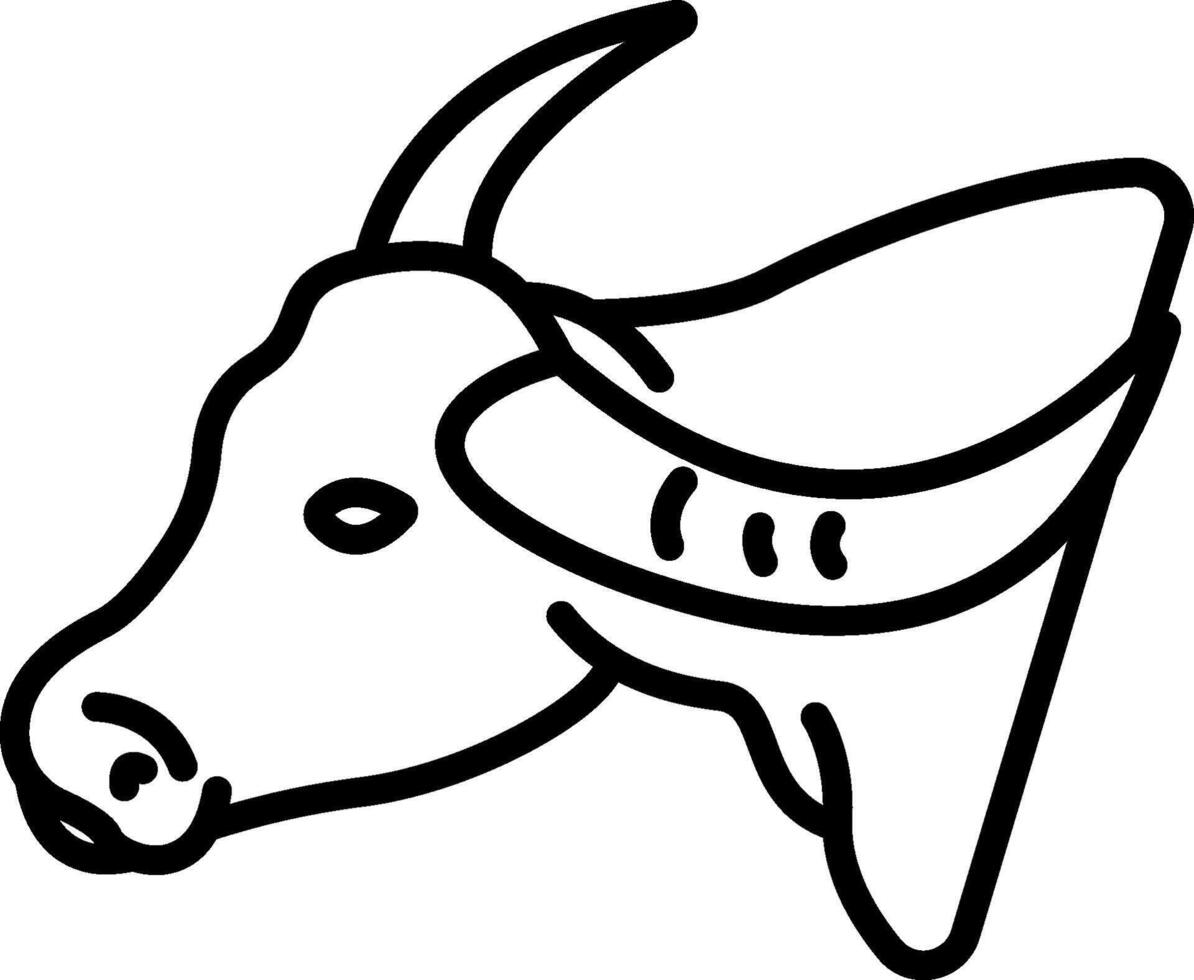 A black and white drawing of a bull head vector