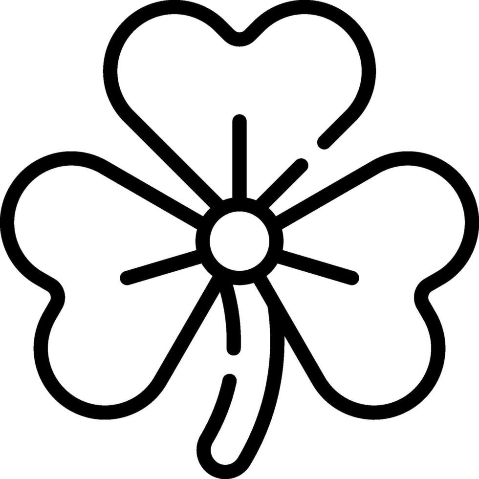 A four leaf clover is shown in black and white vector
