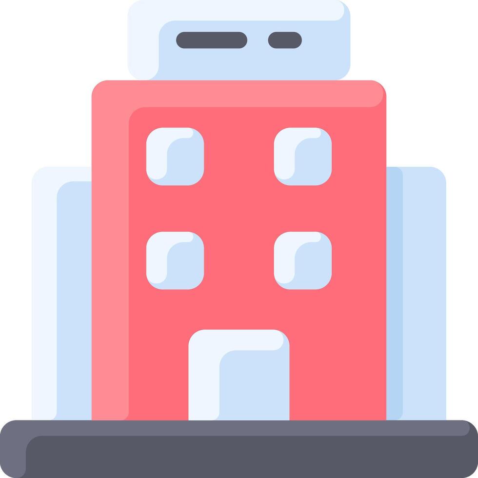 A building icon with a red roof vector