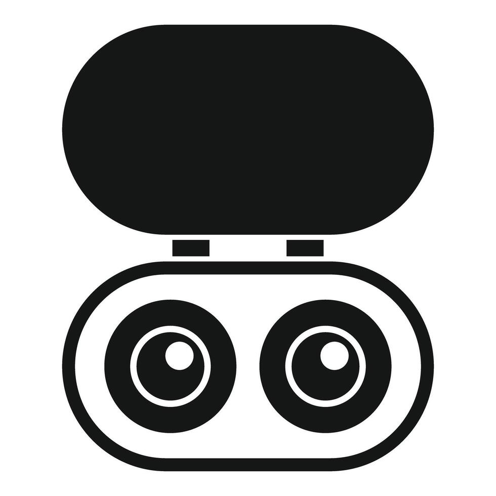 Wireless headphones with charging case icon simple style vector