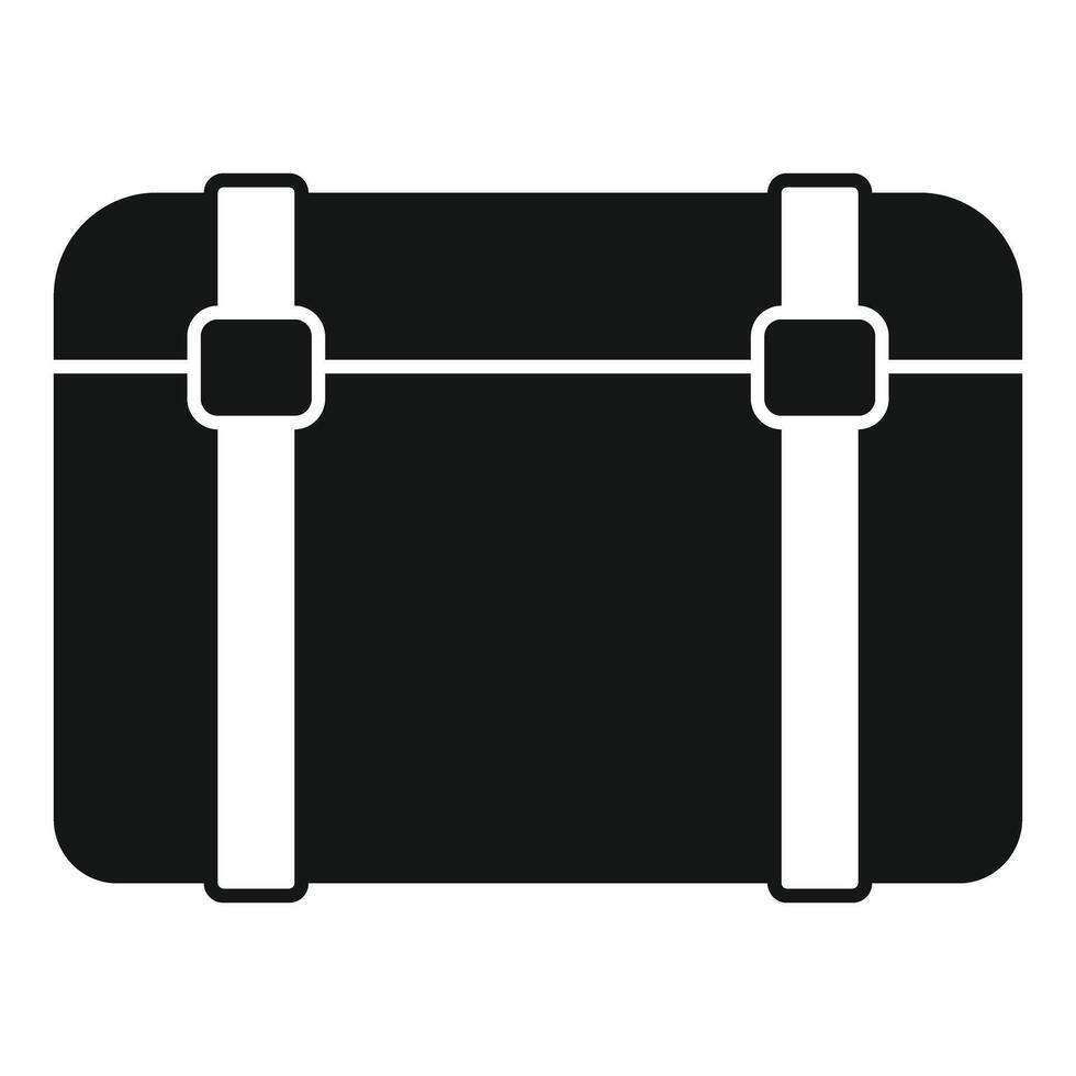 Black suitcase for traveling with two clasps icon simple style vector
