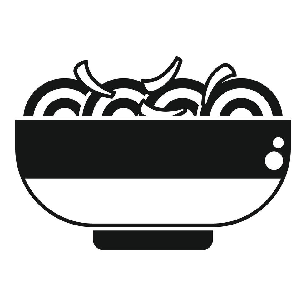 Deep bowl overflowing with chopped green onions simple icon vector