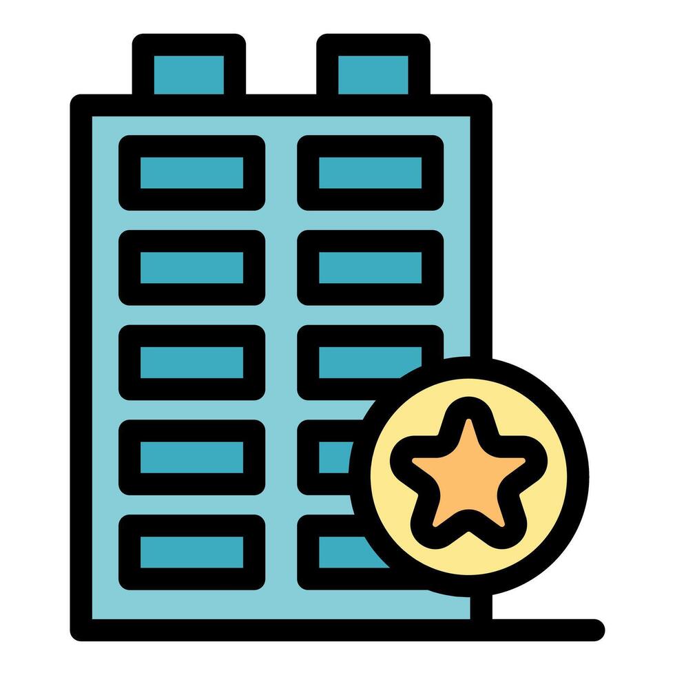 Hotel ranked five stars with golden badge icon vector