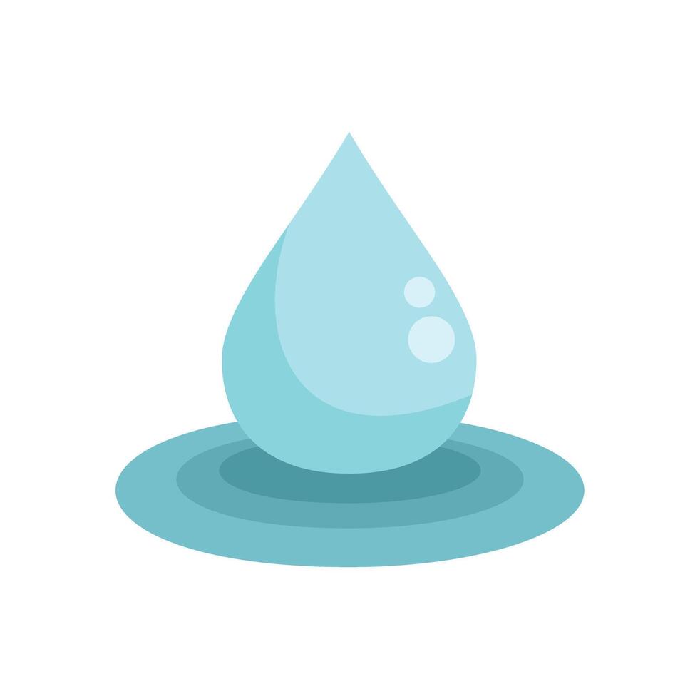 Big clean water drop splashing on water surface icon vector