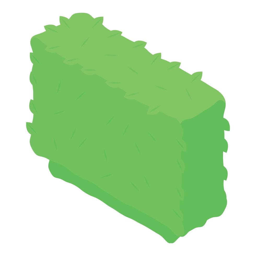 Rectangular green hay bale sitting in field vector
