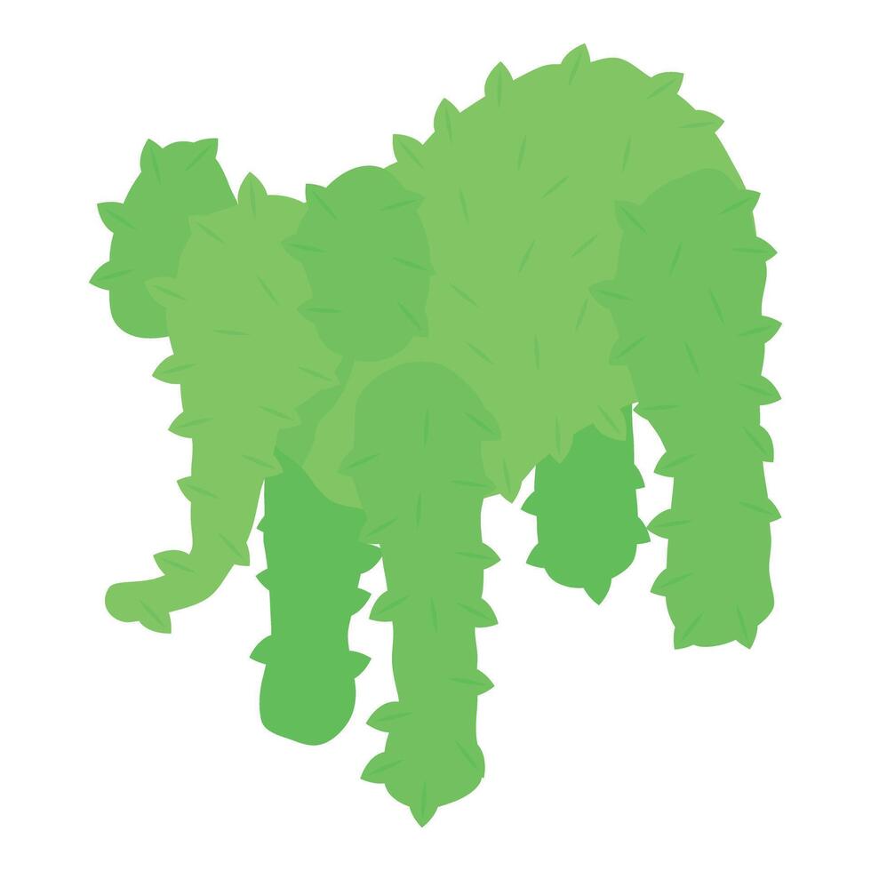 Green elephant walking with trunk raised in air vector