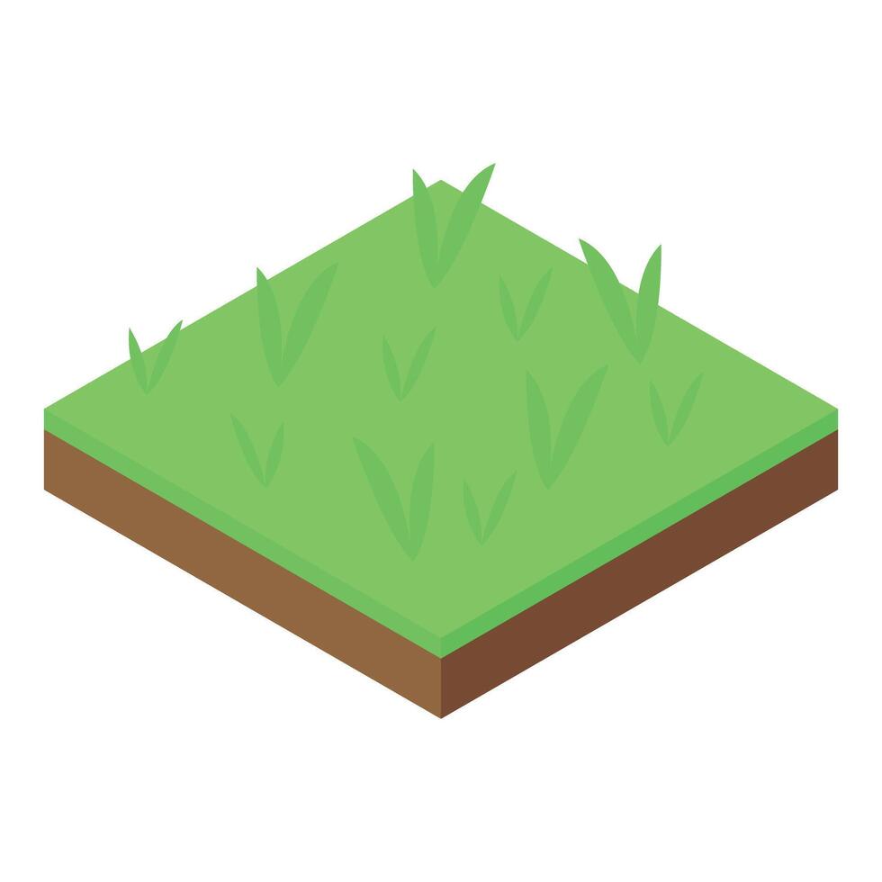 Green grass growing on square soil ground patch vector