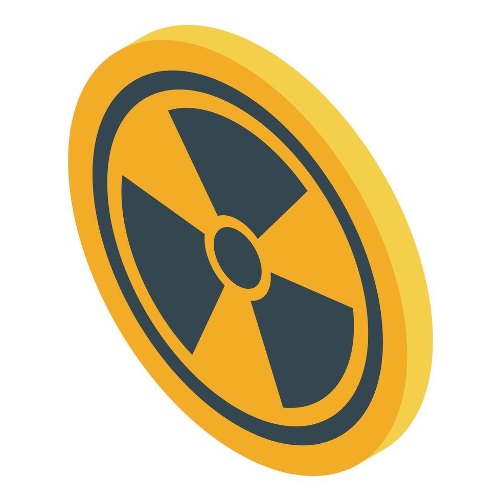 Round yellow sign showing radiation symbol isometric icon vector