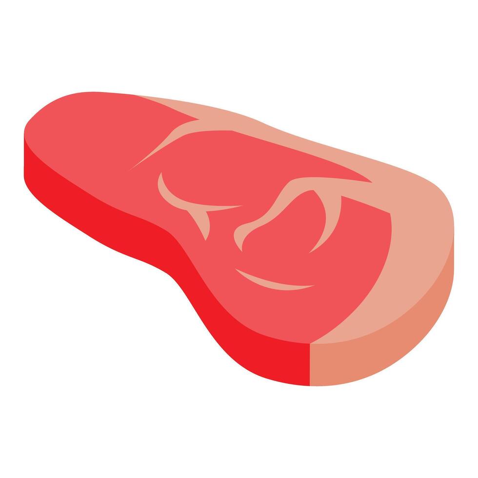 Fresh red meat steak isometric view icon vector