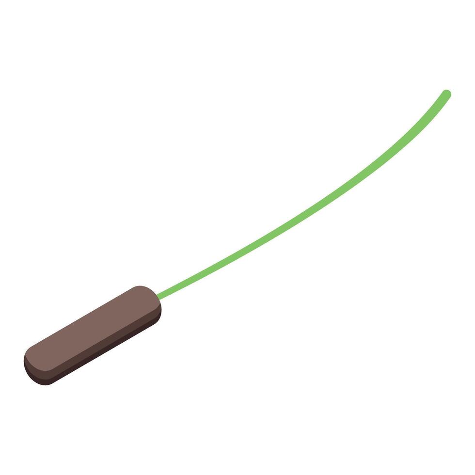 Green fiber optic cable transferring digital data isometric view vector