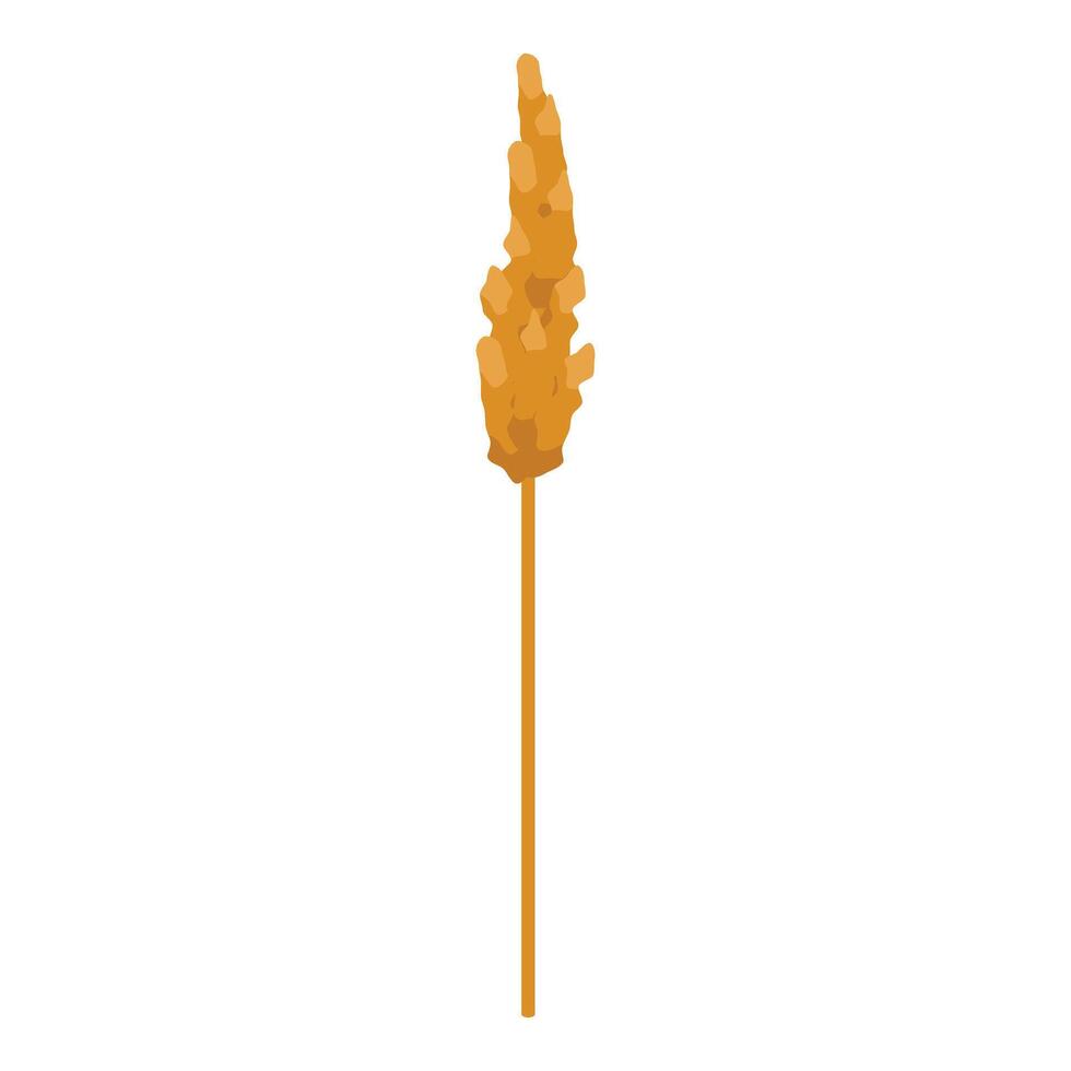 Single wheat stalk standing tall against white background vector