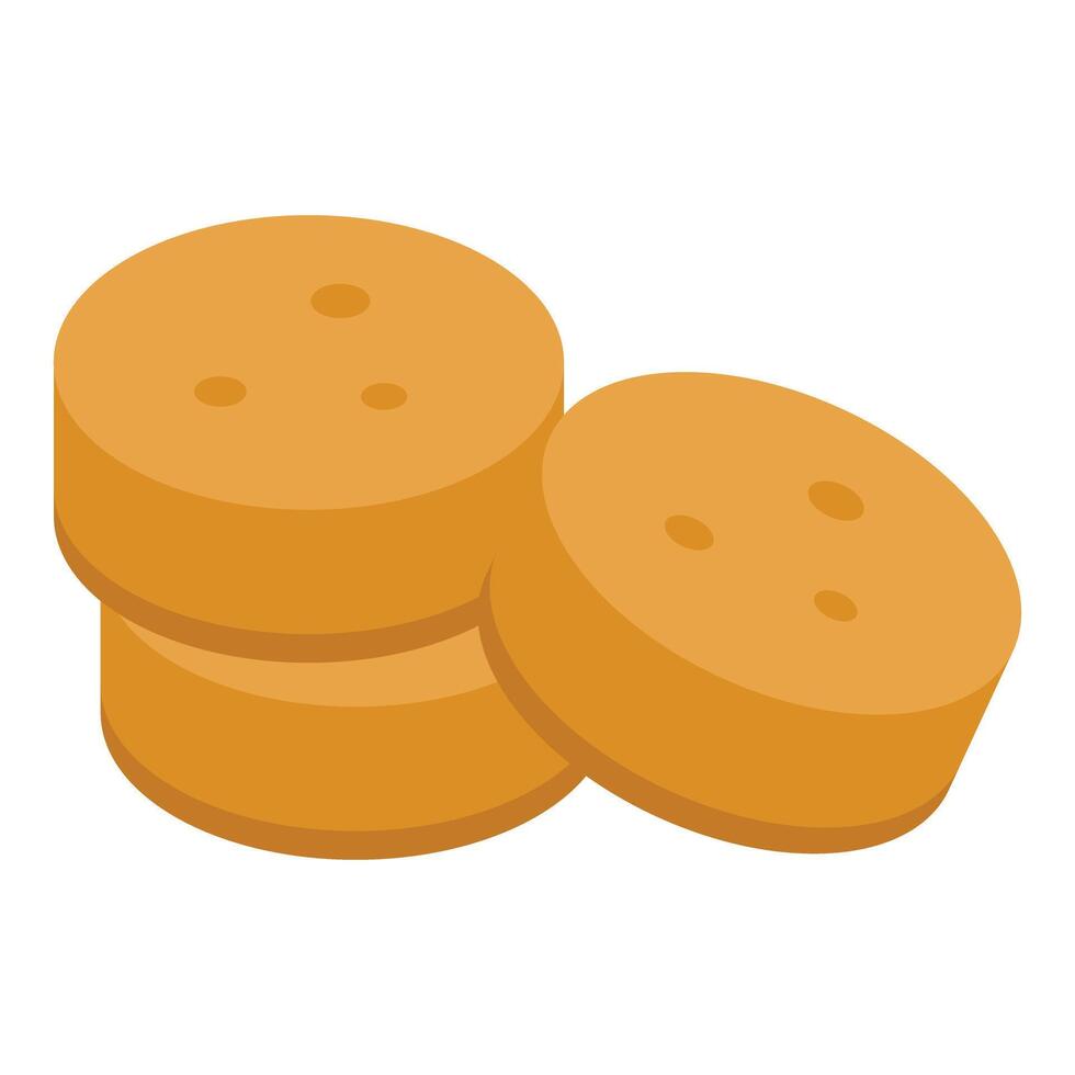 Pile of round cookies is lying on white background vector