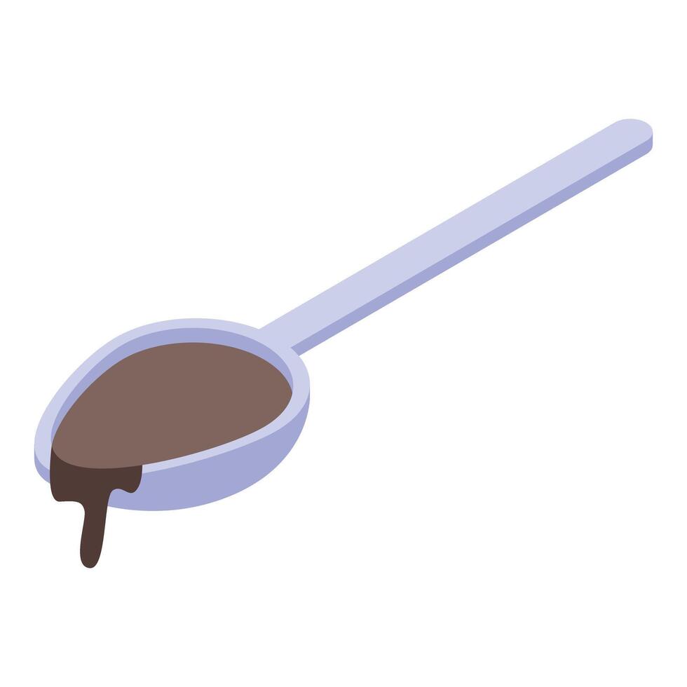 Spoon dripping melted chocolate isometric view vector